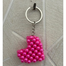 porte-clé cœur rose, accessoire fait main