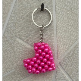 porte-clé cœur rose, accessoire fait main
