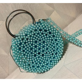Handmade Beaded Bag Isadora ciel bleu
