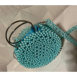 Handmade Beaded Bag Isadora ciel bleu