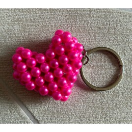 porte-clé cœur rose, accessoire fait main