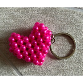porte-clé cœur rose, accessoire fait main
