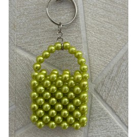 Porte clé mini sac vert fluo