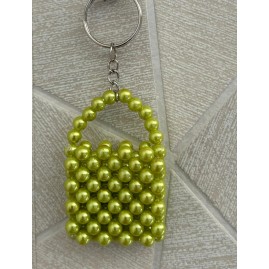 Porte clé mini sac vert fluo